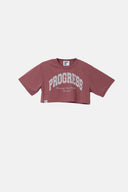 "PROGRESS" Cropped Quick dry & UV care S/SLV Tee