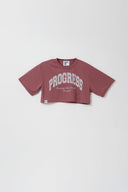 "PROGRESS" Cropped Quick dry & UV care S/SLV Tee